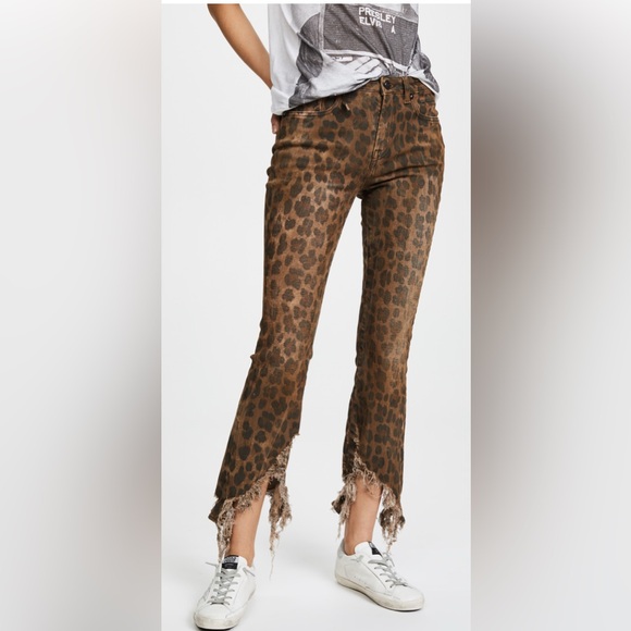 R13 Kick Jeans in Leopard - Picture 1 of 14